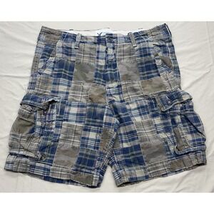 VTG American Eagle Mens Camo Plaid Madras Patchwork Cargo Shorts Y2K  Preppy‎ 38